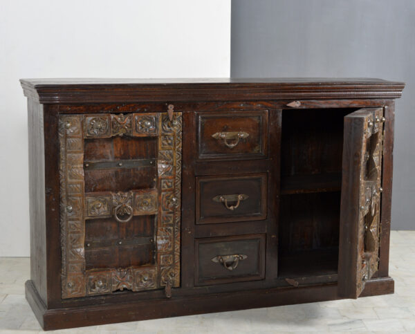 Handcrafted Wooden Sideboard with Carved Detailing - Image 3
