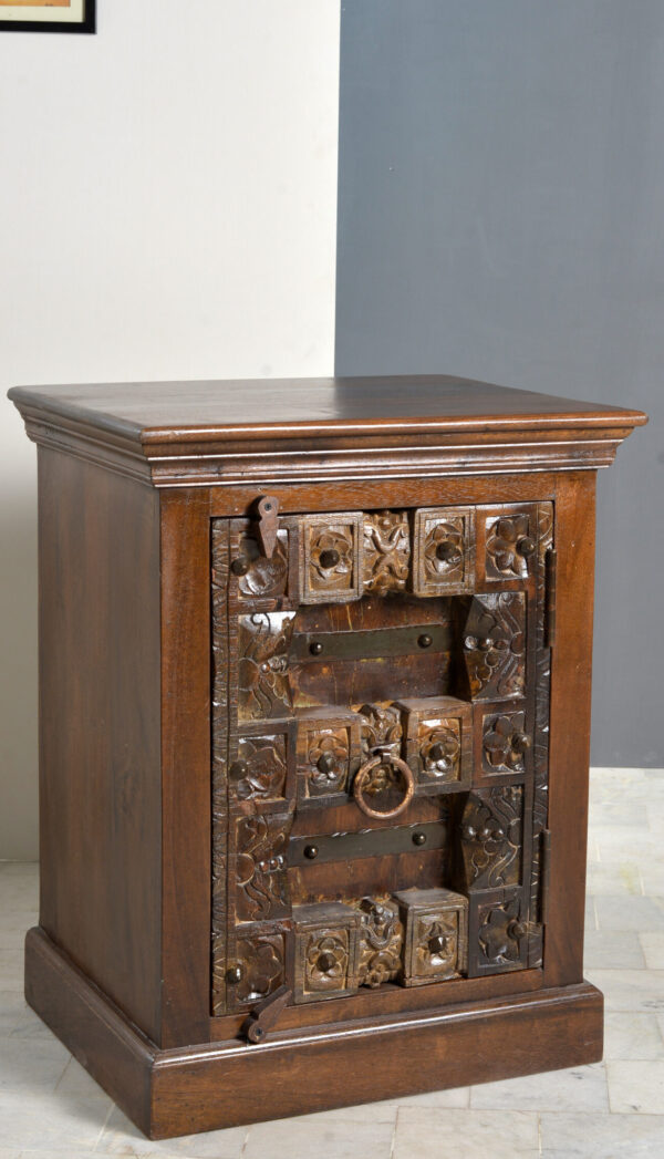 Compact Hand-Carved Wooden Cabinet - Image 2