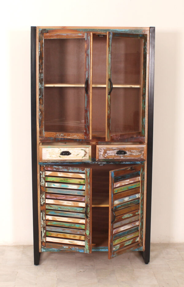 Rustic Display Almirah with Drawers - Image 3