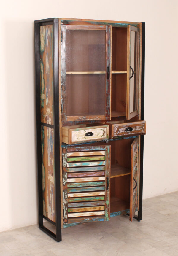 Rustic Display Almirah with Drawers - Image 4