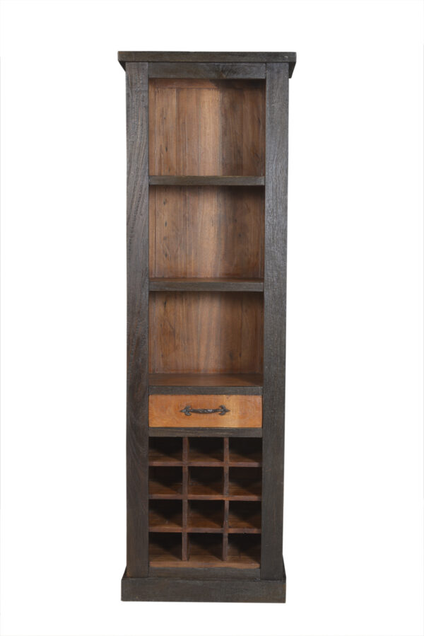 Wooden Bookcase with Wine Rack - Image 2