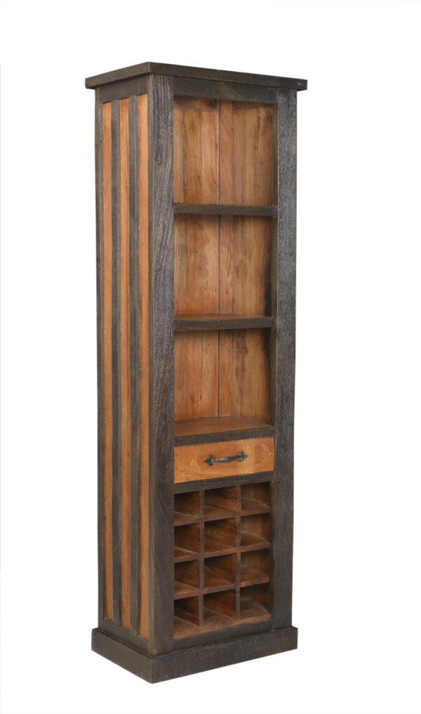 Wooden Bookcase with Wine Rack - Image 3