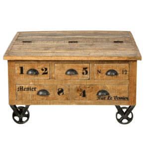 Drawer Wooden & Iron Coffee Table