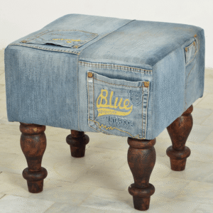 Square Denim Ottoman