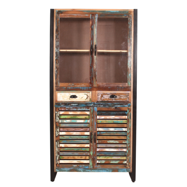 Rustic Display Almirah with Drawers