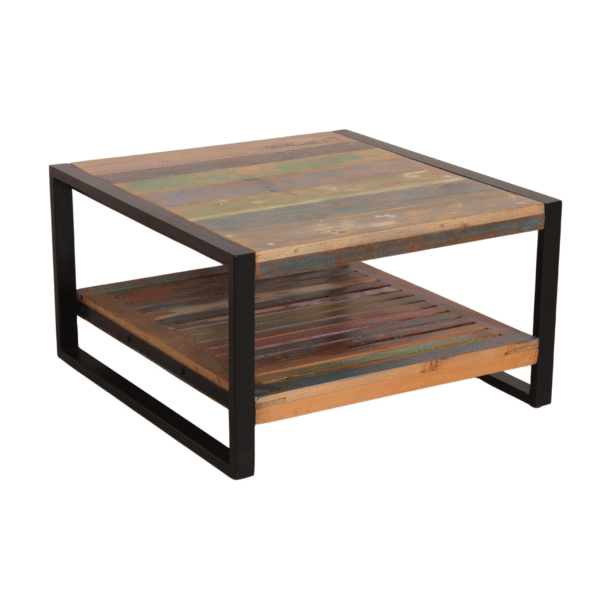 Square Wooden & Iron Coffee Table