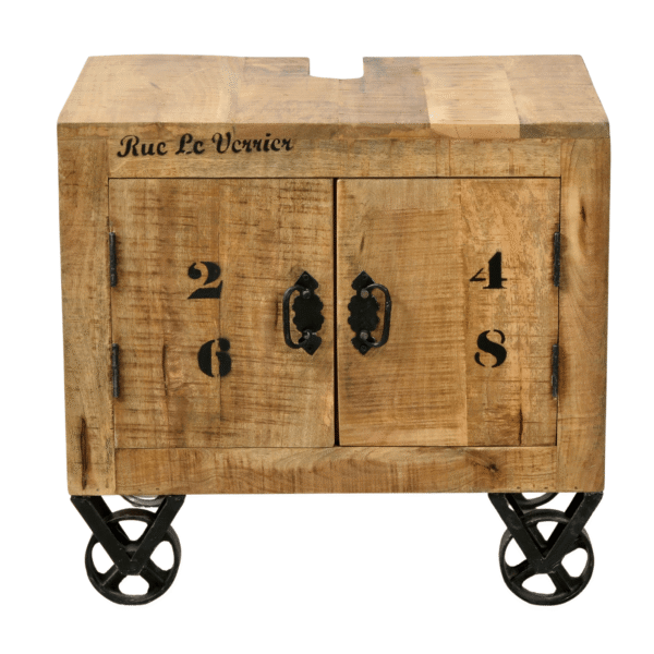 Rustic Wooden & Iron Base Cabinet