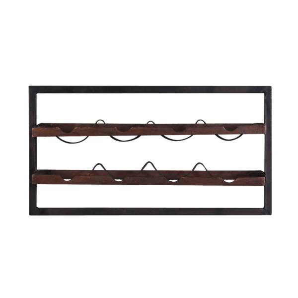 Wall-Mounted Wooden & Iron Wine Hanger