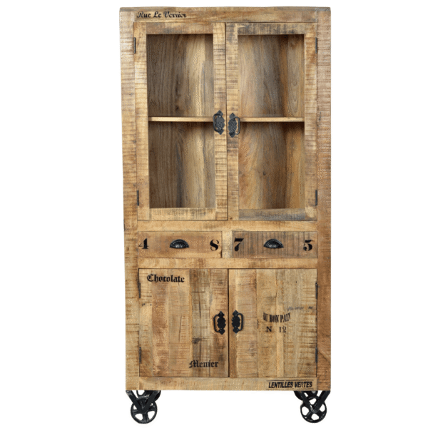 Rustic Wooden & Iron Display Almirah