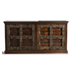 Handcrafted Wooden Sideboard with Carved Fronts