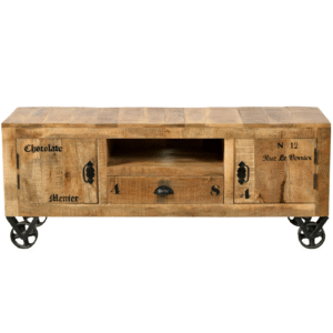 Rustic Wooden & Iron TV Board