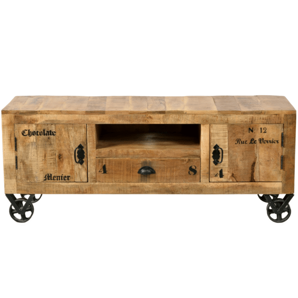 Rustic Wooden & Iron TV Board