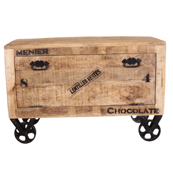 Rustic Chocolate Crate-Style Shoe Rack on Wheels