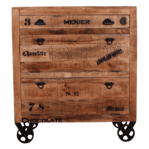Rustic Rolling Shoe Rack with Drawers