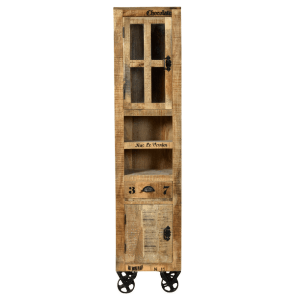Rustic Wooden & Iron Kitchen Storage Cabinet