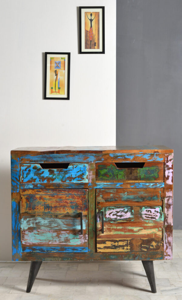 Compact Wood & Iron Sideboard - Image 2