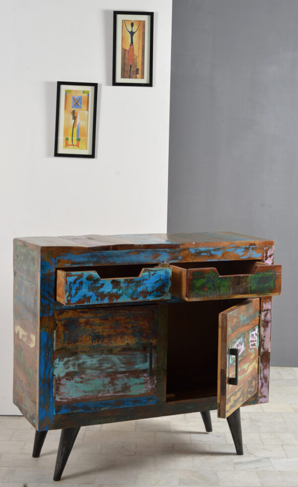 Compact Wood & Iron Sideboard - Image 4