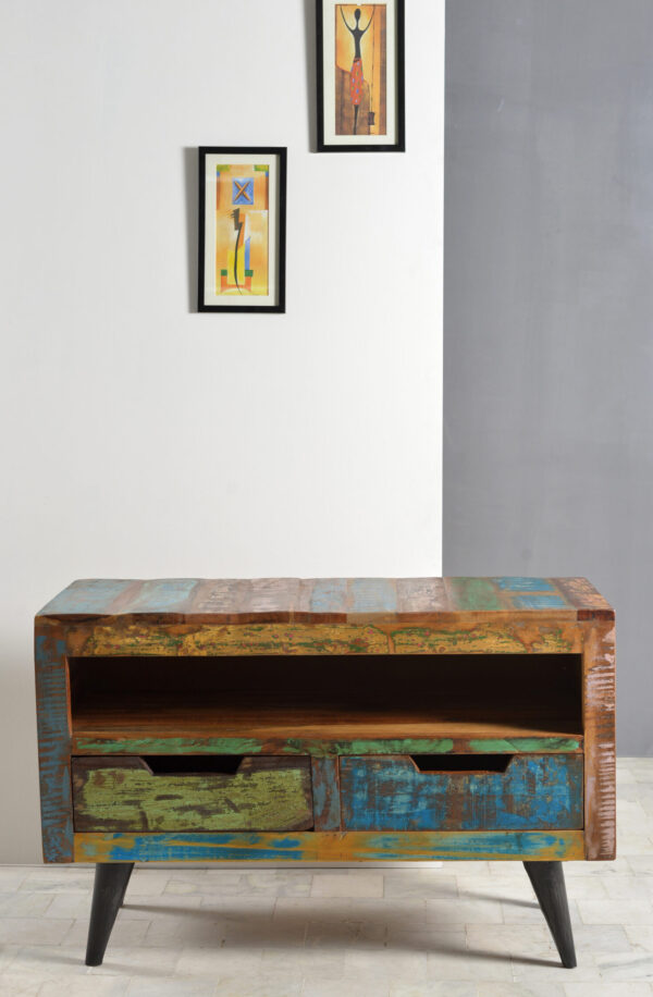 Compact Wood & Iron TV Board - Image 2
