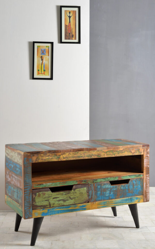 Compact Wood & Iron TV Board - Image 3