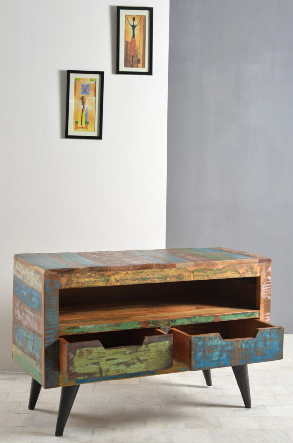 Compact Wood & Iron TV Board - Image 4