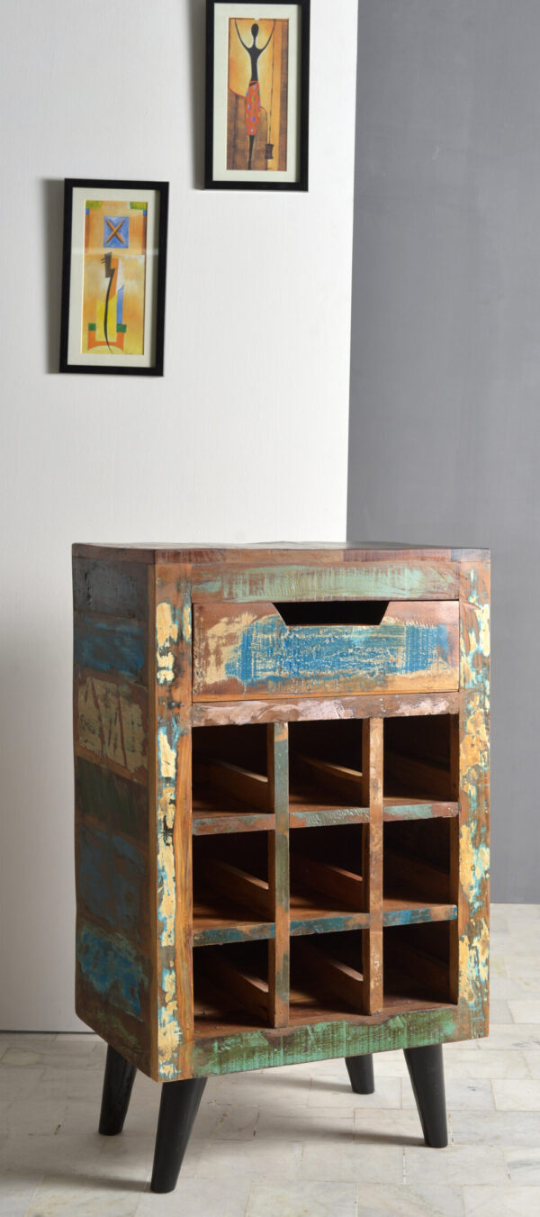 Wood & Iron Wine Rack Cabinet - Image 3