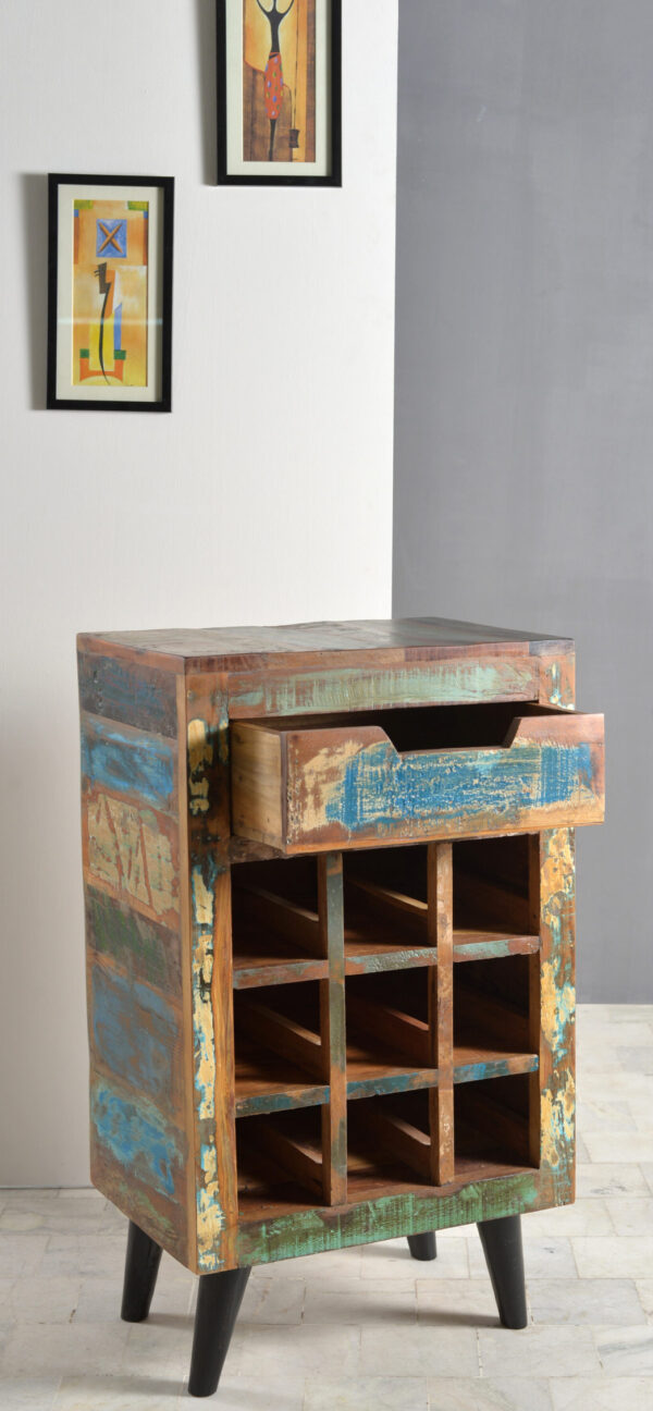 Wood & Iron Wine Rack Cabinet - Image 4