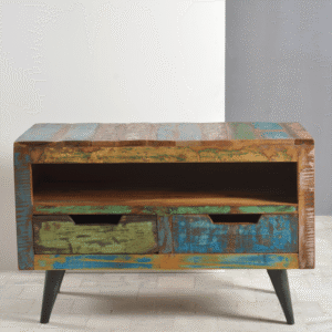 Compact Wood & Iron TV Board