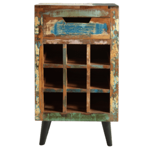 Wood & Iron Wine Rack Cabinet