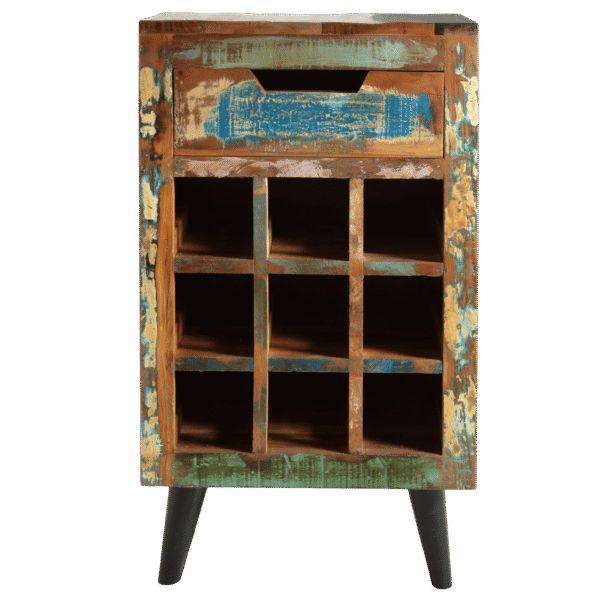 Wood & Iron Wine Rack Cabinet