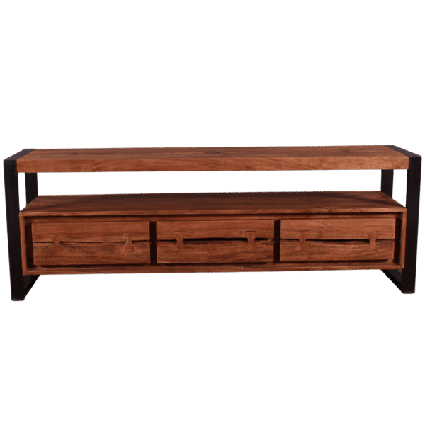 Live Edge Wood & Iron TV Board